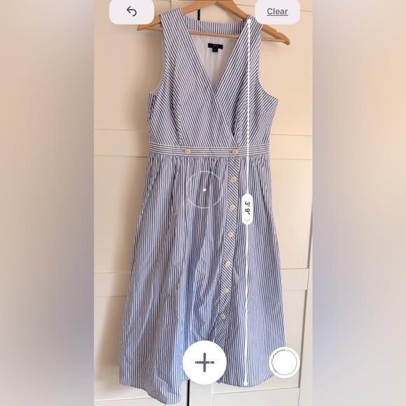 J. Crew Rosina Cotton Coastal Poplin Dress w/ Pockets Midi Length Size 8 - Picture 6 of 7